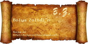 Bolya Zoltán névjegykártya